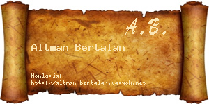 Altman Bertalan névjegykártya